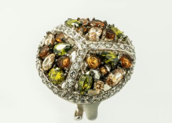 rhodium plated ring close up